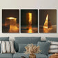 3pcs Luxurious golden cube triangle Metal Print Ready to Hang Art