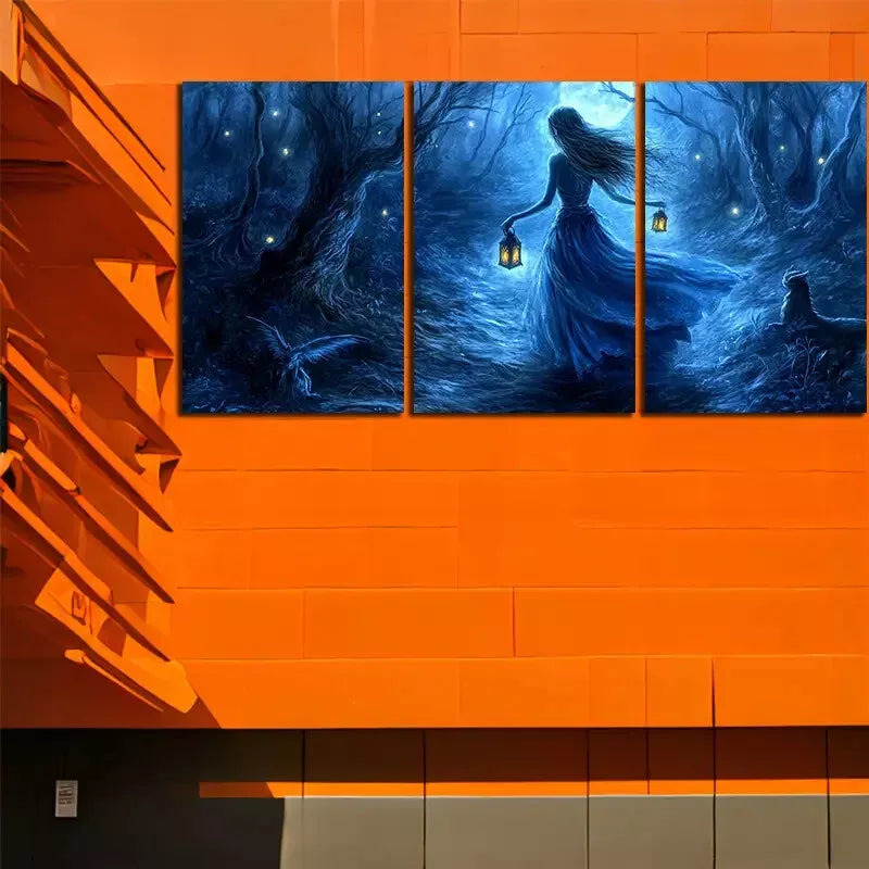 3pcs Mystical Lady and Animals Canvas Framed 40x60cm - High Quality Print 100% Australian Made Wall Canvas Ready to Hang