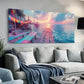 Pink Sunset Over River wall canvas office home room framed 120x60cm