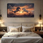 Two Horses Leaping At Sunset Wall Art canvas office home room framed 120x60cm