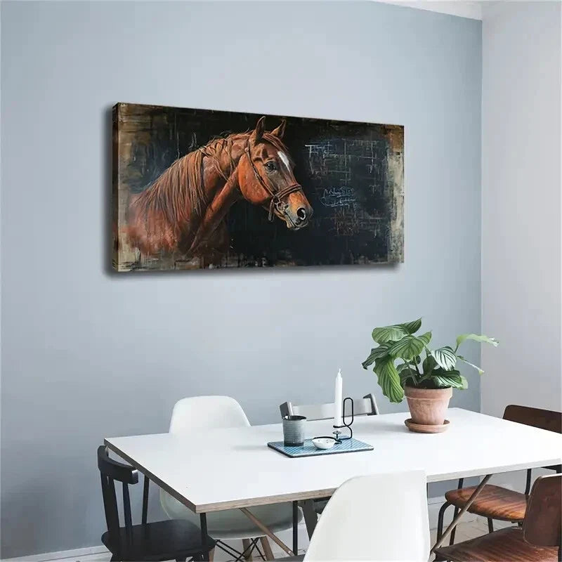 The Head A Brownish-Red Hcorse Wall Art Canvas Office Home Room Framed 120x60cm