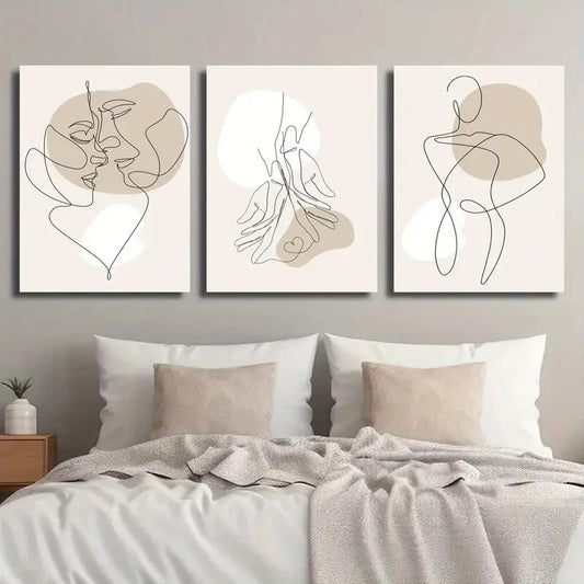 3pcs Colorful Geometric Shapes Human Body Line Metal Print Ready to Hang Art
