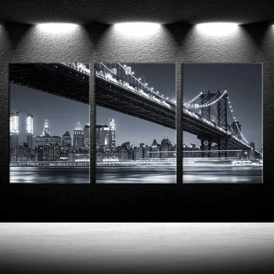 3pcs Modern Black and White New York City  Metal Print Ready to Hang Art