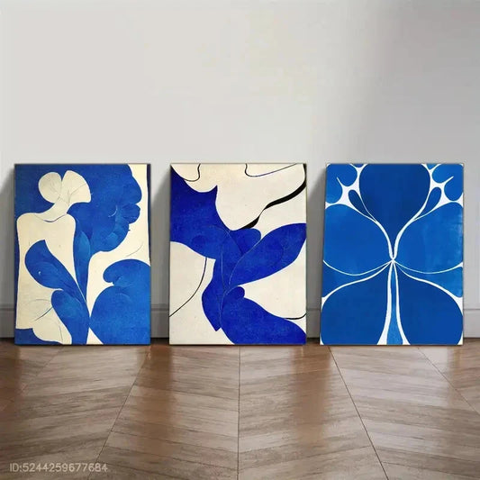 3pcs Modern Artistic Choice Navy Blue Art Poster Metal Print Ready to Hang Art