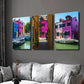 3pcs Colorful Venice Burano Island Canal Scene Wall Art Set Canvas Framed 40x60cm - High Quality Print 100% Australian Made Wall Canvas Ready to Hang