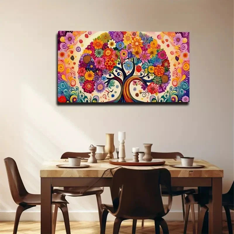 Vibrant Abstract Tree Wall Art Canvas Office Home Room Framed 120x60cm