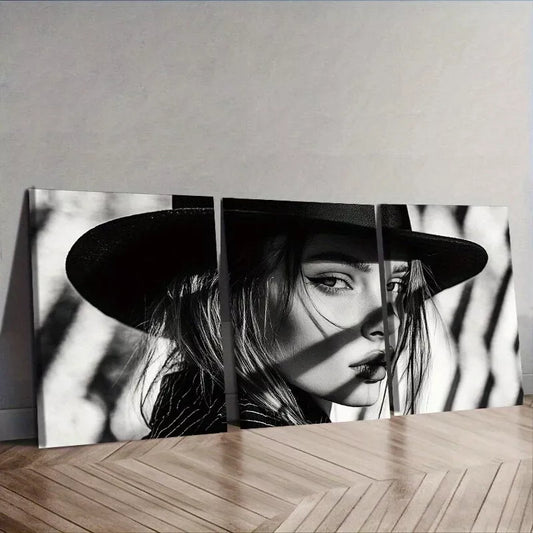 3pcs Featuring A Female Model Wall Art Set Canvas Framed 40x60cm - High Quality Print 100% Australian Made Wall Canvas Ready to Hang