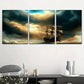 3pcs Majestic Sailing Ship At Sea Vibrant Sunset Metal Print Ready to Hang Art