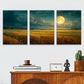 3pcs Moon and Night Scene Map Metal Print Ready to Hang Art
