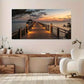 Sunset wooden Pier Lake wall canvas office home room framed 120x60cm