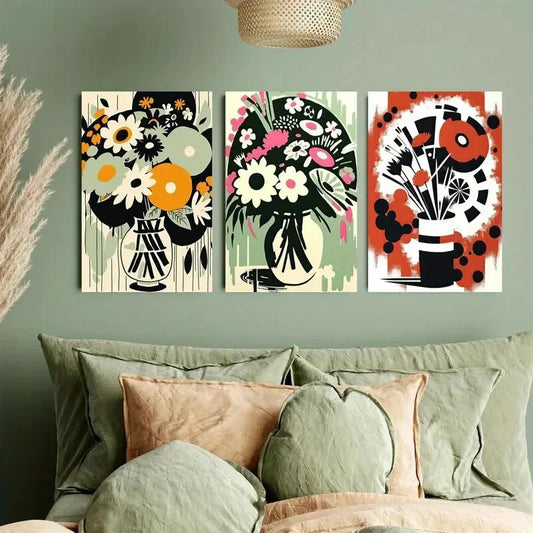 3pcs Bouquet and Floral Metal Print Ready to Hang Art