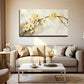 White Floral Design With Yellow Wall Art Canvas Office Home Room Framed 120x60cm
