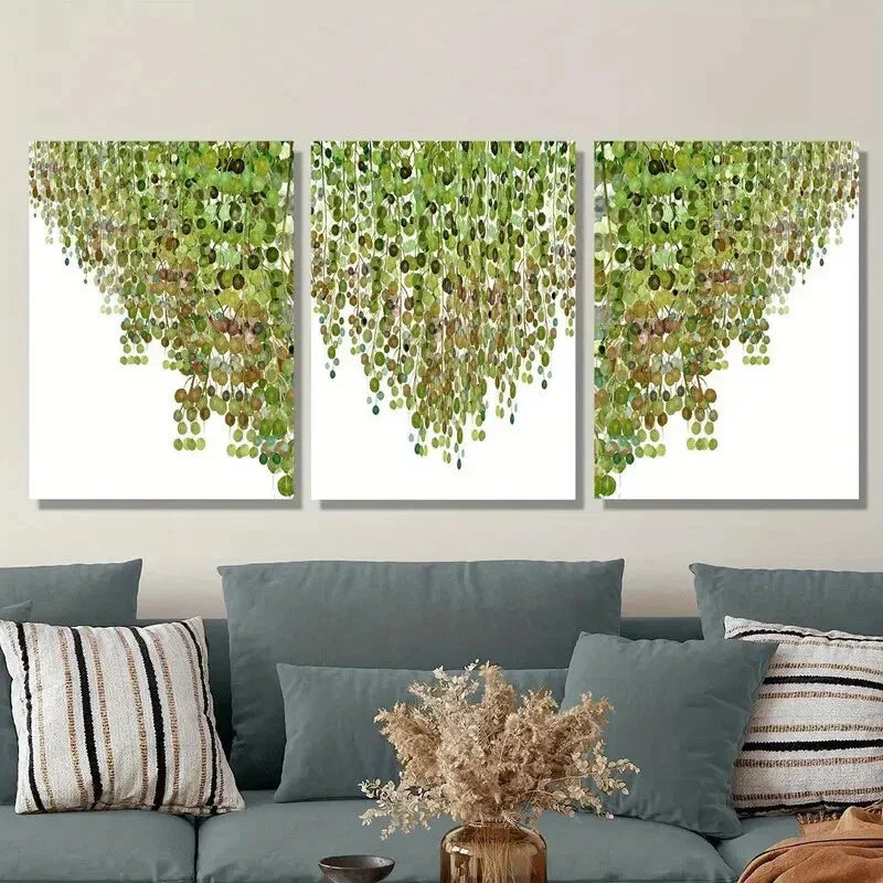 3pcs  Vine green plant leaf art, plant dark   Metal Print Ready to Hang Art