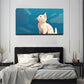 Charming White Cat Wall Art Canvas Office Home Room Framed 80x45cm