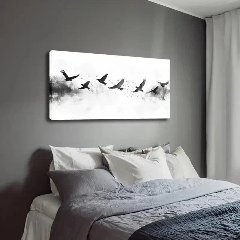 Birds in Flight Modern Décor Wall Art Canvas Office Home Room Framed 120x60cm