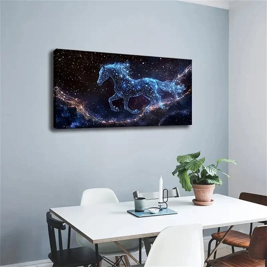 Composed Blue Light Spots Track Wall Art Canvas Office Home Room Framed 120x60cm