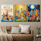 3pcs Starry Dream City Plants and Trees Metal Print Ready to Hang Art