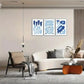 3pcs Space Blue Flower Decoration Minimalist Metal Print Ready to Hang Art