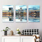 3pcs Urban Skyline Reflection Painting Metal Print Ready to Hang Art