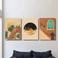 3pcs Abstract Cityscape, Moroccan Burnt Orange, Metal Print Ready to Hang Art