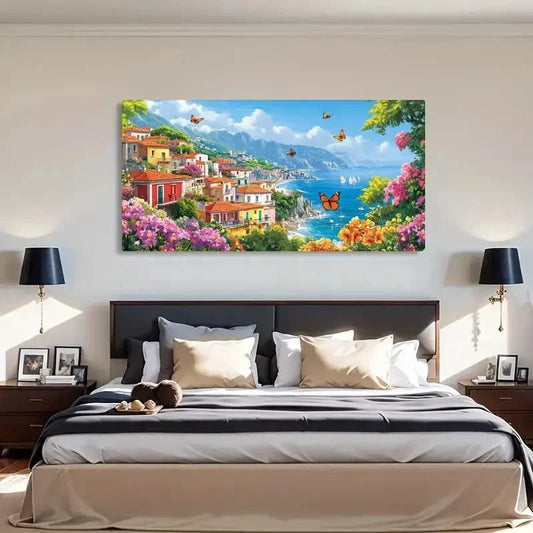 City Scenery Seascape Butterfly Wall Art Canvas Office Home Room Framed 120x60cm