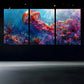 3pcs Oceanic Wonder Vibrant Coral Reef Metal Print Ready to Hang Art
