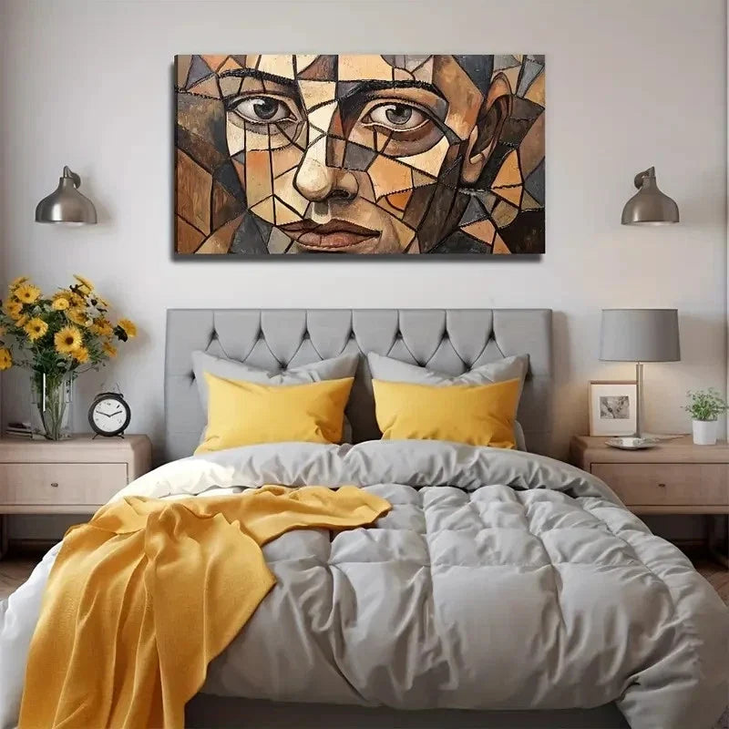 Abstract Face Perfect Wall Art Canvas Office Home Room Framed 80x45cm