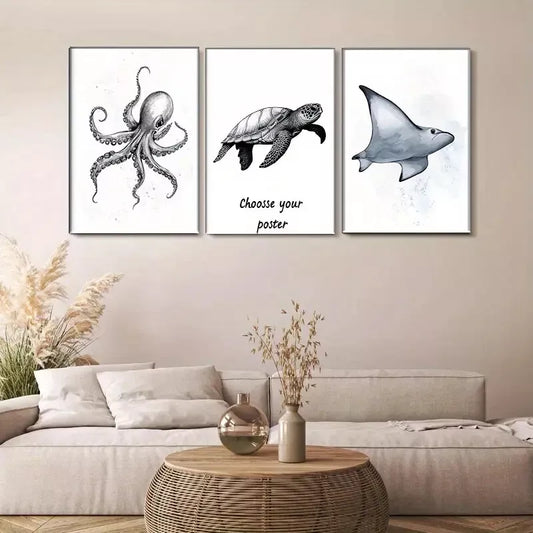 3pcs  Marine Life Triptych Wall Art Set Canvas Framed 40x60cm - High Quality Print 100% Australian Made Wall Canvas Ready to Hang