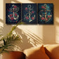 3pcs An Anchor with Roses Design Metal Print Ready to Hang Art