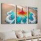 3pcs Beautiful Woman Art in Beach Wave Dress Wall Art Set Canvas Framed 40x60cm - High Quality Print 100% Australian Made Wall Canvas Ready to Hang
