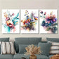 3pcs Bouquet of watercolor colorful flowers iso Metal Print Ready to Hang Art