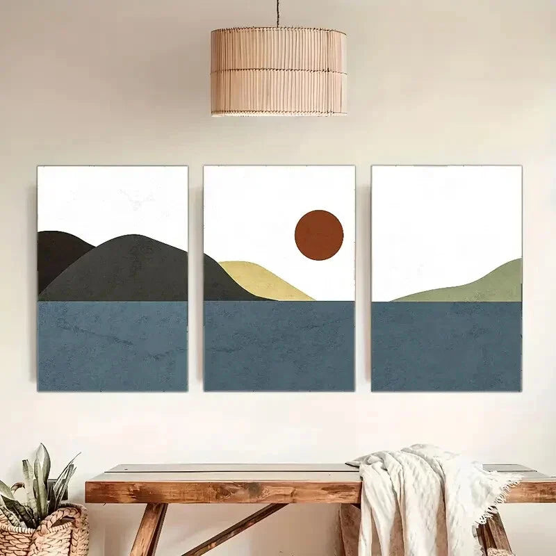 3pcs Minimalism Mountains Landscape Decor Art Metal Print Ready to Hang Art