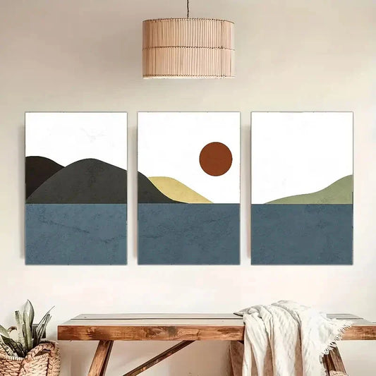 3pcs Minimalism Mountains Landscape Decor Art Metal Print Ready to Hang Art