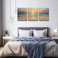 3pcs Serene Beach Scene Waves, and Golden Sunset Wall Art Set Canvas Framed 40x60cm - High Quality Print 100% Australian Made Wall Canvas Ready to Hang