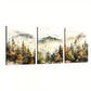 3pcs Forest Scenery Autumn Forest Modern  Wall Art Set Canvas Framed 40x60cm - High Quality Print 100% Australian Made Wall Canvas Ready to Hang