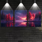 3pcs  Calm Lake Trees with mountain View Painting Wall Art Set Canvas Framed 40x60cm - High Quality Print 100% Australian Made Wall Canvas Ready to Hang