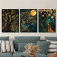 3pcs Depicting a Girl Illuminated by The Moon Metal Print Ready to Hang Art