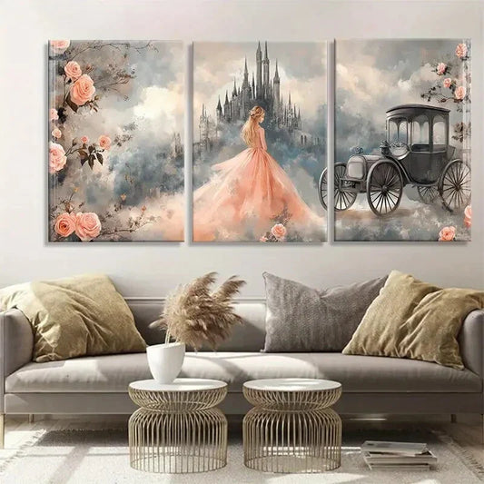 3pcs Vintage Carriage Design Elegant Perfect Wall Art Set Canvas Framed 40x60cm - High Quality Print 100% Australian Made Wall Canvas Ready to Hang