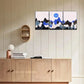 3pcs Dark starry sky, Golden moon, Golden distant Metal Print Ready to Hang Art