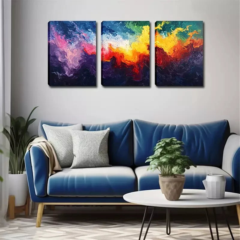3pcs Vibrant Abstract River Wall Art Set Canvas Framed 40x60cm - High Quality Print 100% Australian Made Wall Canvas Ready to Hang