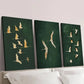 3pcs Featuring Cranes in Emerald Green Wall Art Set Canvas Framed 40x60cm - High Quality Print 100% Australian Made Wall Canvas Ready to Hang