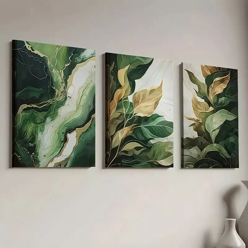 3pcs Modern Fashion Abstract Leaf Nature Wall Art Set Canvas Framed 40x60cm - High Quality Print 100% Australian Made Wall Canvas Ready to Hang
