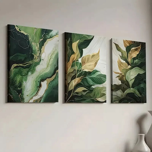 3pcs Modern Fashion Abstract Leaf Nature Wall Art Set Canvas Framed 40x60cm - High Quality Print 100% Australian Made Wall Canvas Ready to Hang