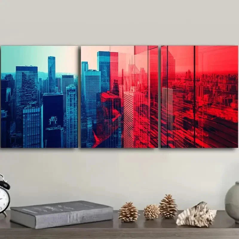 3pcs Geometric city, Painting  Wall Art Set Canvas Framed 40x60cm - High Quality Print 100% Australian Made Wall Canvas Ready to Hang