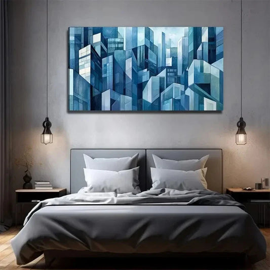 Abstract Cityscape Modern Wall Art Canvas Office Home Room Framed 120x60cm