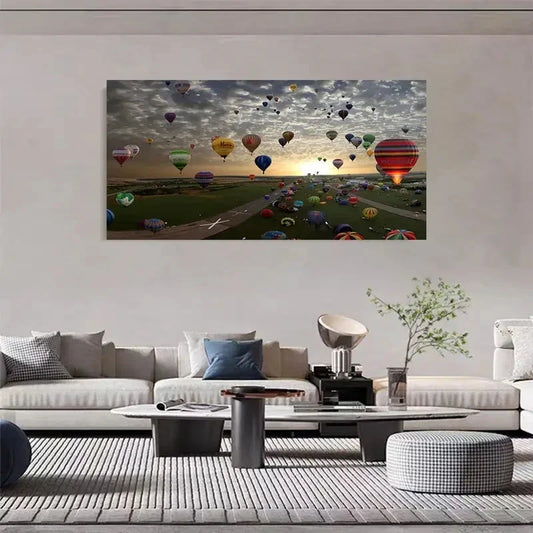 Vibrant Red & White Balloon Wall Art Canvas Office Home Room Framed 120x60cm