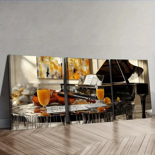 3pcs Piano and violin match Wall Art Set Canvas Framed 40x60cm - High Quality Print 100% Australian Made Wall Canvas Ready to Hang