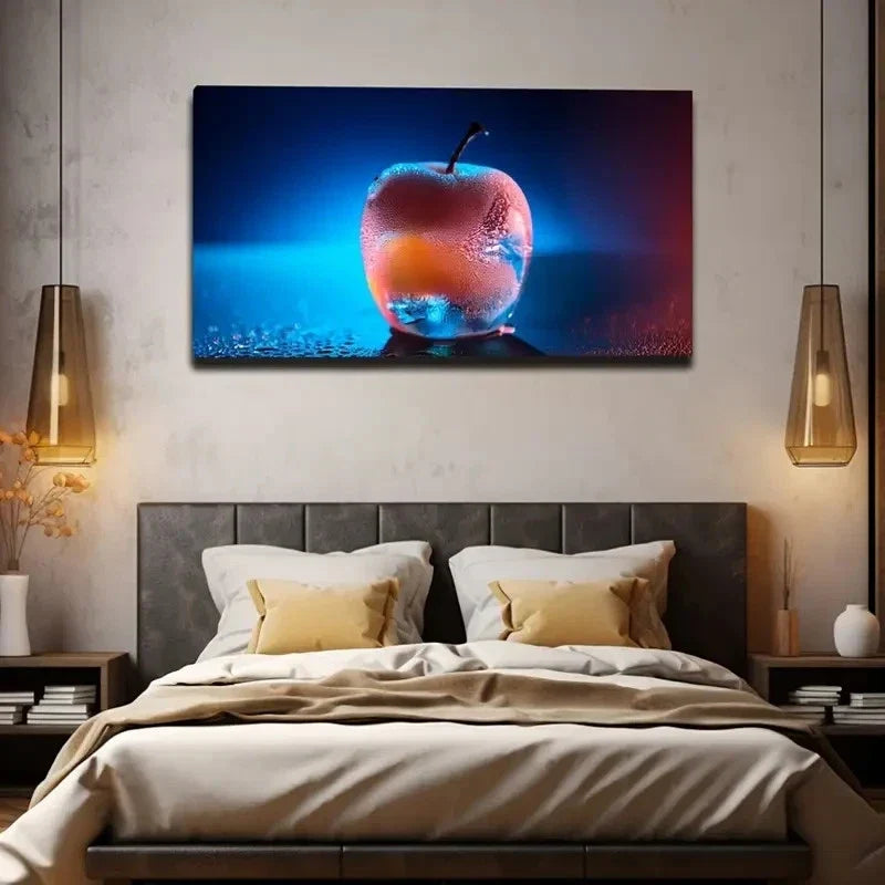 Transparent Apple Suitable Wall Art Canvas Office Home Room Framed 80x45cm