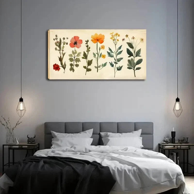 Vibrant Colorful Flowers Plants Wall Art Canvas Office Home Room Framed 120x60cm