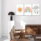 3pcs Elegant Flowers and Sun Decorative Poster Metal Print Ready to Hang Art